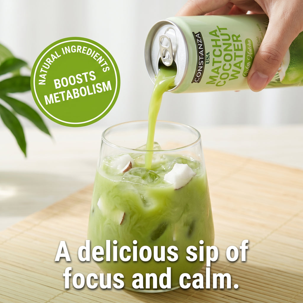 CONSTANZA USA Matcha Coconut Water with Matcha – 10.82 fl oz (320ml) 24 units