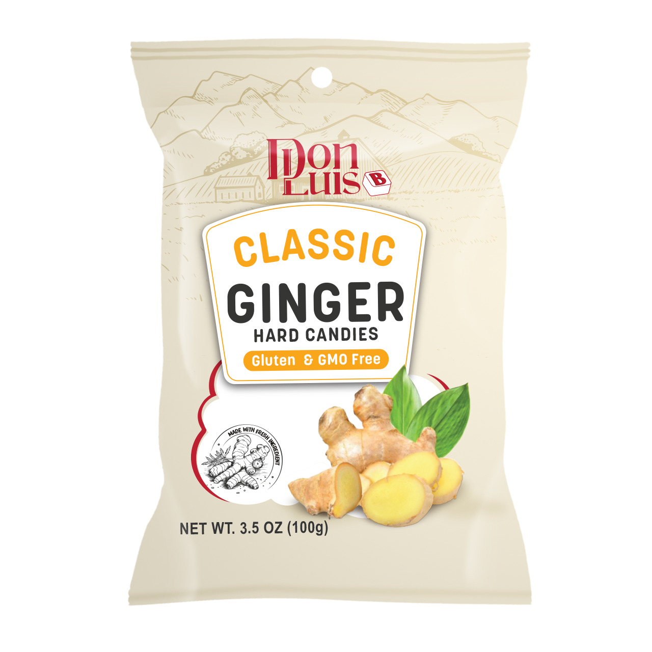 Don Luis Ginger Classic Hard Candy 100g 3.5 oz 3 (packs)