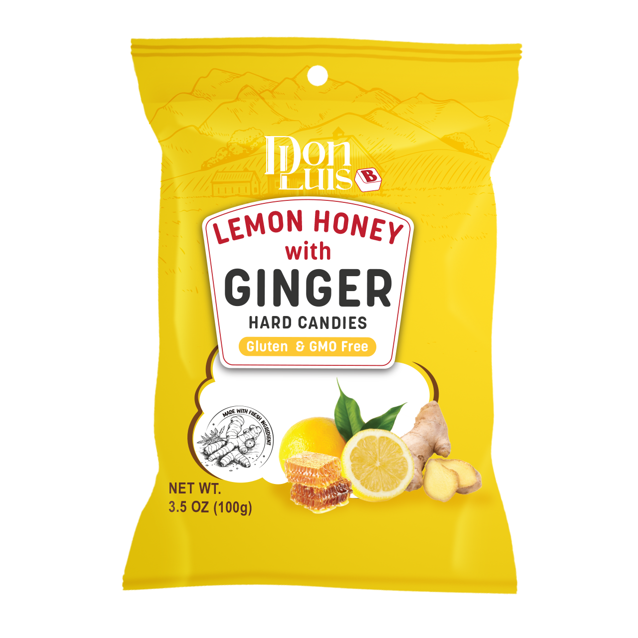 Don Luis Ginger Lemon Honey hard candy 100g 3.5 oz 3 packs