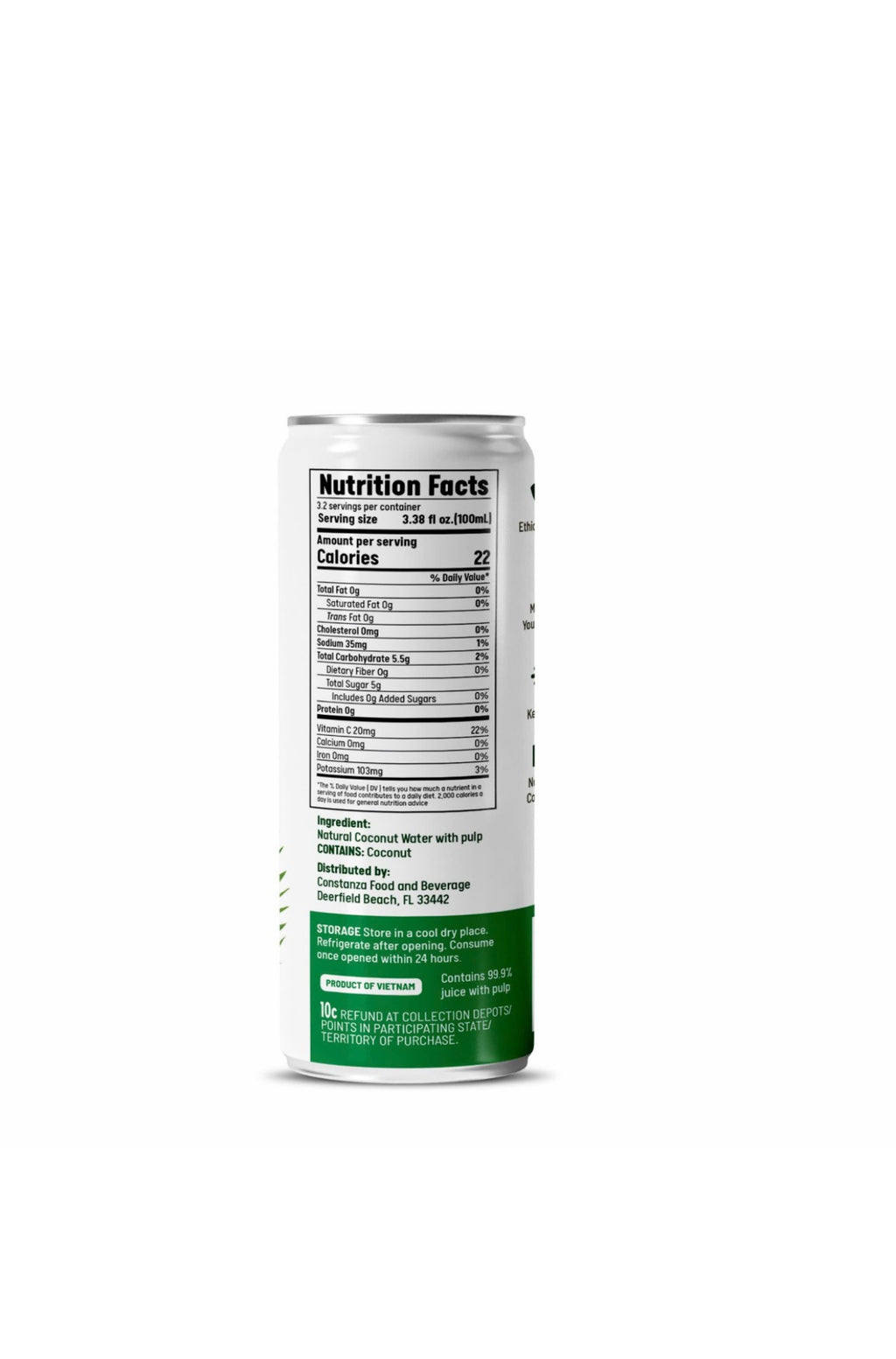 Constanza F&B Natural Coconut Water with Pulp 320ml/ 24 units