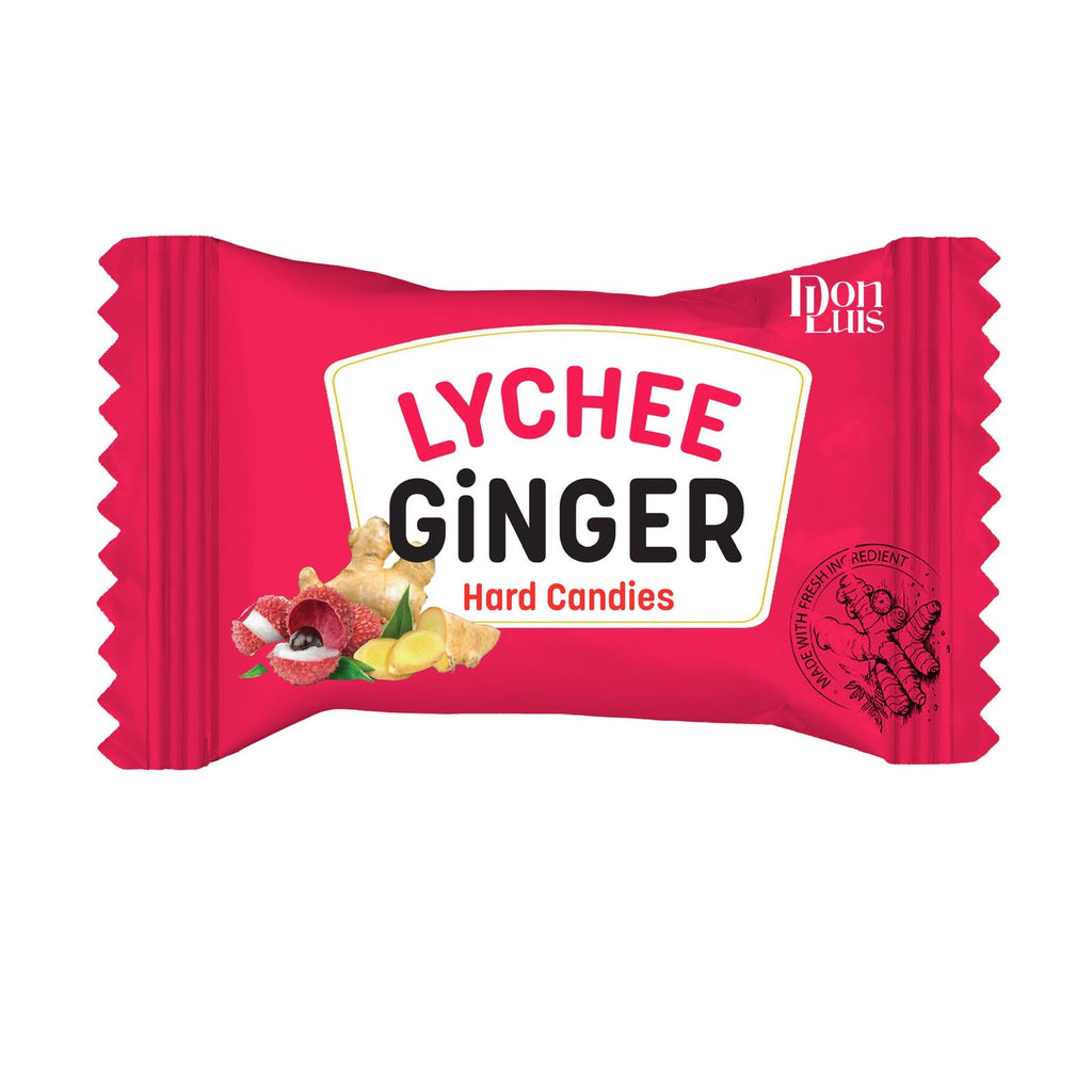 Don Luis Ginger Lychee Hard Candy 100g 3.5 oz (3 Bags Pack)
