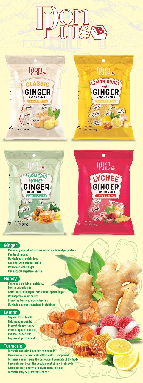 Don Luis Ginger Classic Hard Candy 100g 3.5 oz 3 (packs)