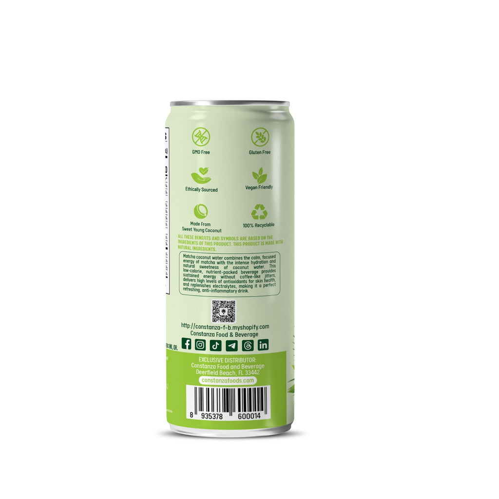 CONSTANZA USA Matcha Coconut Water with Matcha – 10.82 fl oz (320ml) 24 units