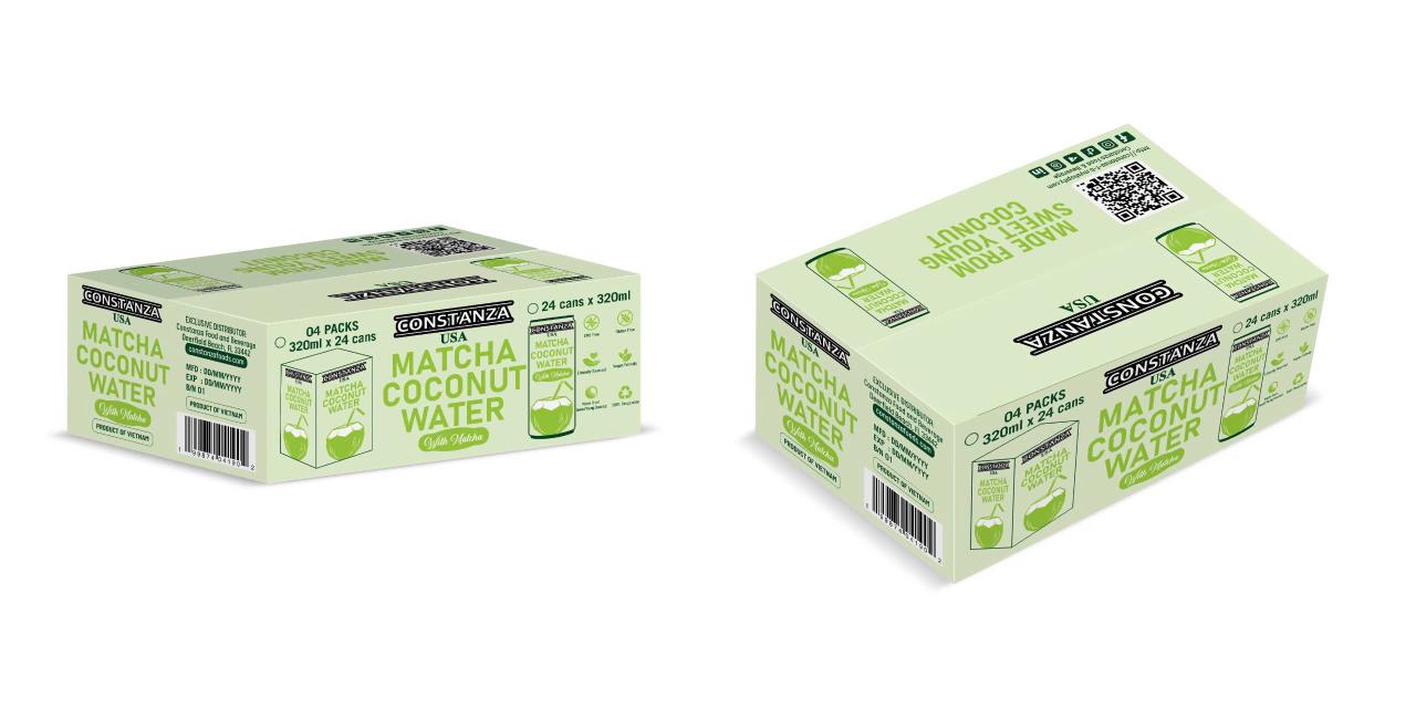 CONSTANZA USA Matcha Coconut Water with Matcha – 10.82 fl oz (320ml) 24 units