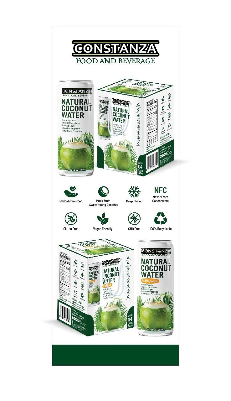 Constanza F&B Natural Coconut Water with Pulp 320ml/ 24 units