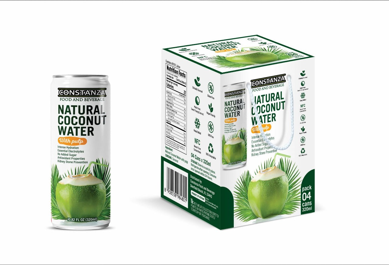 Constanza F&B Natural Coconut Water with Pulp 320ml/ 24 units