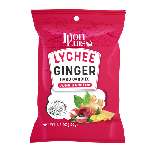 Don Luis Ginger Lychee Hard Candy 100g 3.5 oz (3 Bags Pack)