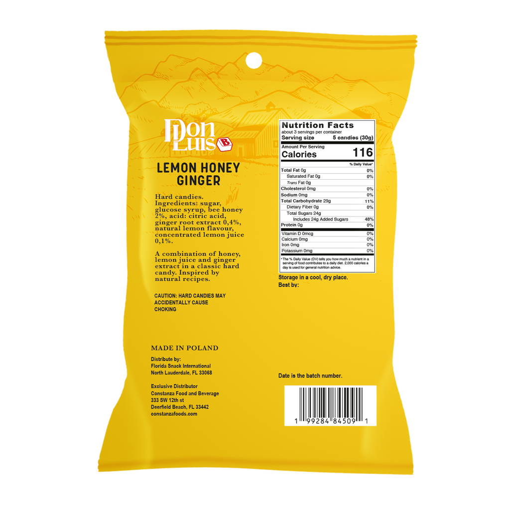 Don Luis Ginger Lemon Honey hard candy 100g 3.5 oz 3 packs
