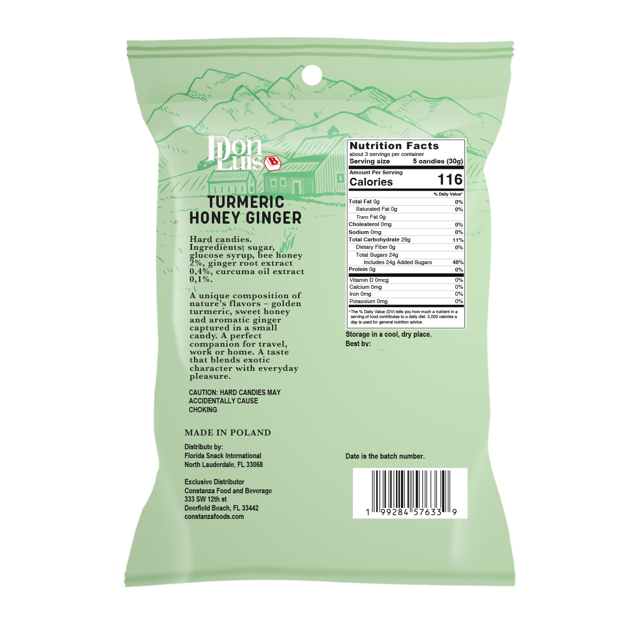 Don Luis Ginger Turmeric Honey Hard Candy 100g 3.5oz