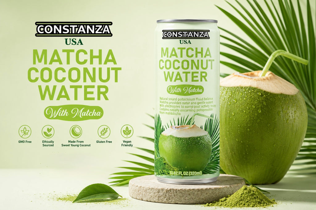 CONSTANZA USA Matcha Coconut Water with Matcha – 10.82 fl oz (320ml) 24 units