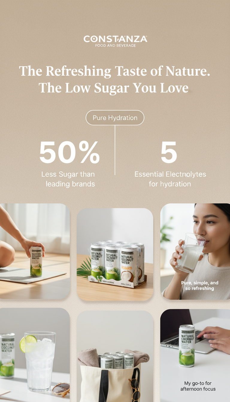 Constanza F&B Natural Coconut Water with Pulp 320ml/ 24 units
